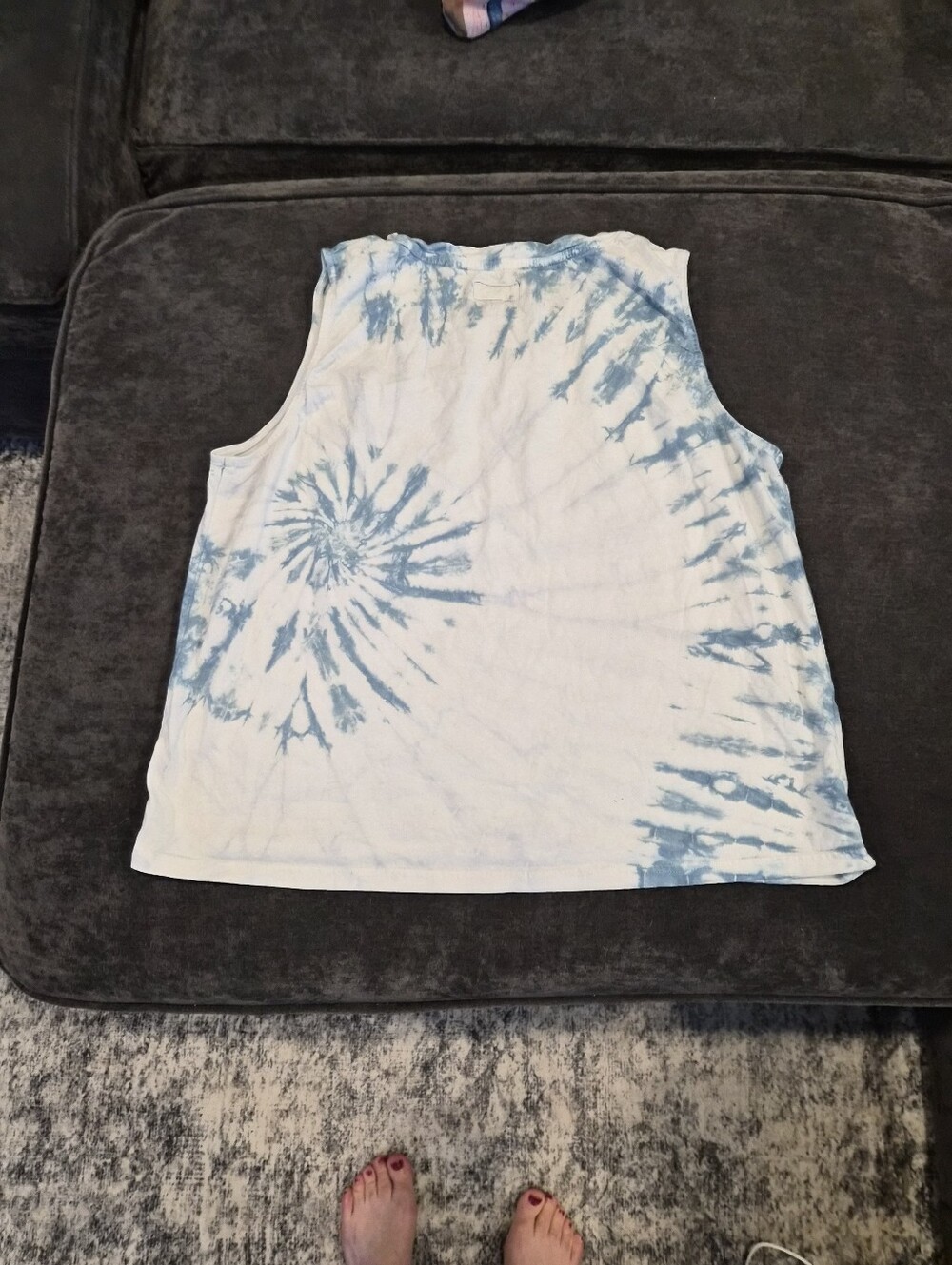 Pact White and Light Blue Tie-Dye Tank Top - Picture 2 of 5
